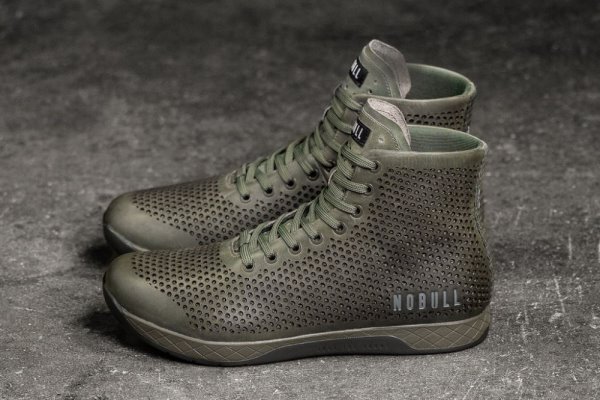 Chaussures de Sport Nobull High-top Moss Cuir Trainer Femme Vert Olive | TTRKD266E