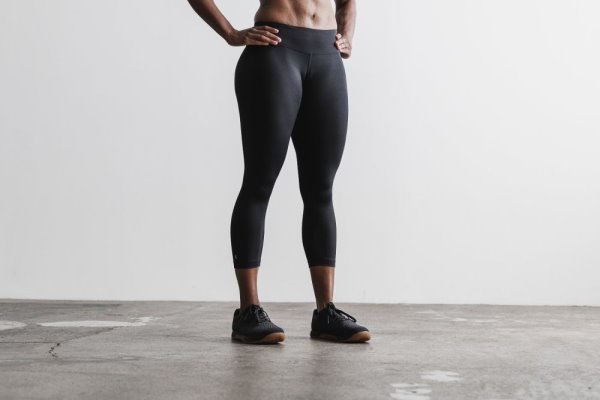 Collant Nobull Mid-rise Crop Femme Noir | WSTOH6QEF
