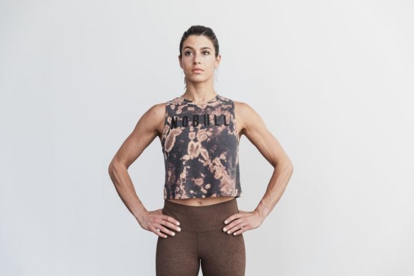 Debardeur Nobull Muscle Tank Femme Marron Noir | NBLJ4725S