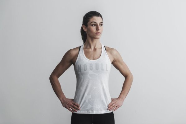 Debardeur Nobull Racerback Tank Femme Blanche | PP618ZYWW