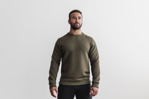 Pullover Nobull Quilted Crew Pullover Homme Vert | WN6TMOC47