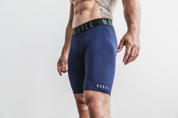 Shorts Nobull Compression Corta 9" Homme Bleu Marine | UJ43G2H4J