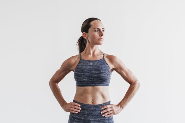 Soutien Gorge Sport Nobull High-neck Sports Bra (Melange) Femme Bleu Marine | 2DRC6FVR1