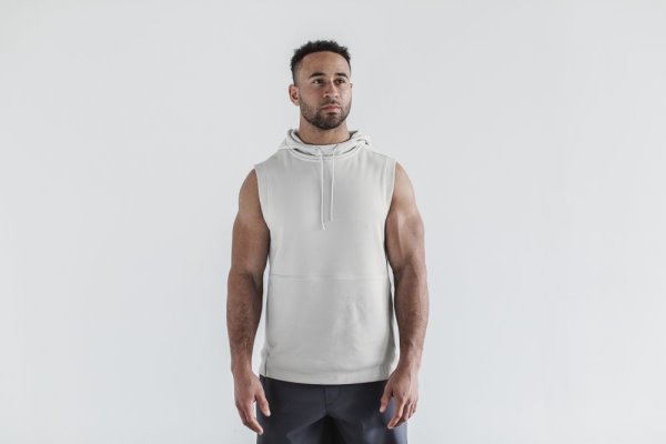 Sweat À Capuche Nobull Microplush Sans Manches Hoodie Homme Blanche | SO38VOOC0