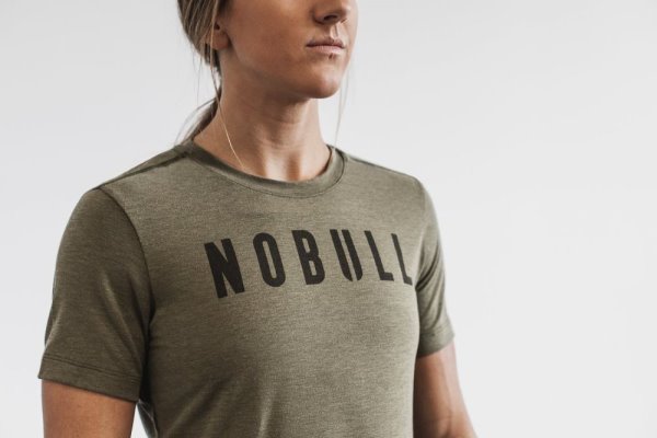 T Shirt Running Nobull Tee Femme Vert | CSBD7MNI3