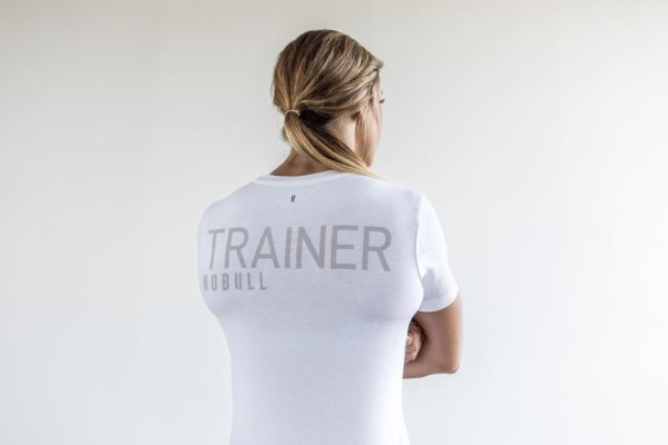 T Shirt Running Nobull Trainer Tee Femme Blanche | B1N61AXEC