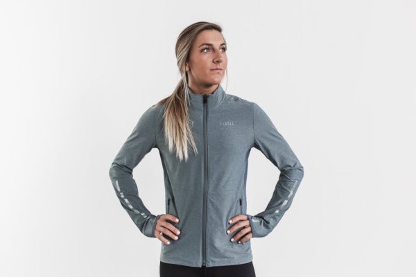 Vestes Nobull 4-way Stretch Woven Jacket Femme Bleu Grise | POL19FYXE